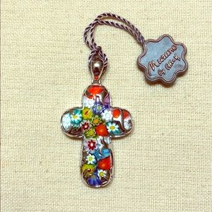 Millefiori Murano glass cross pendant.